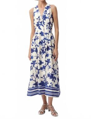 NEW EXQUISE zeta dress in royal blue/bone